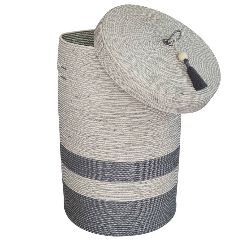 Mia Mélange – wholesale Laundry basket – Lidded Laundry Basket XT (Verona) - Grey (tassel)3