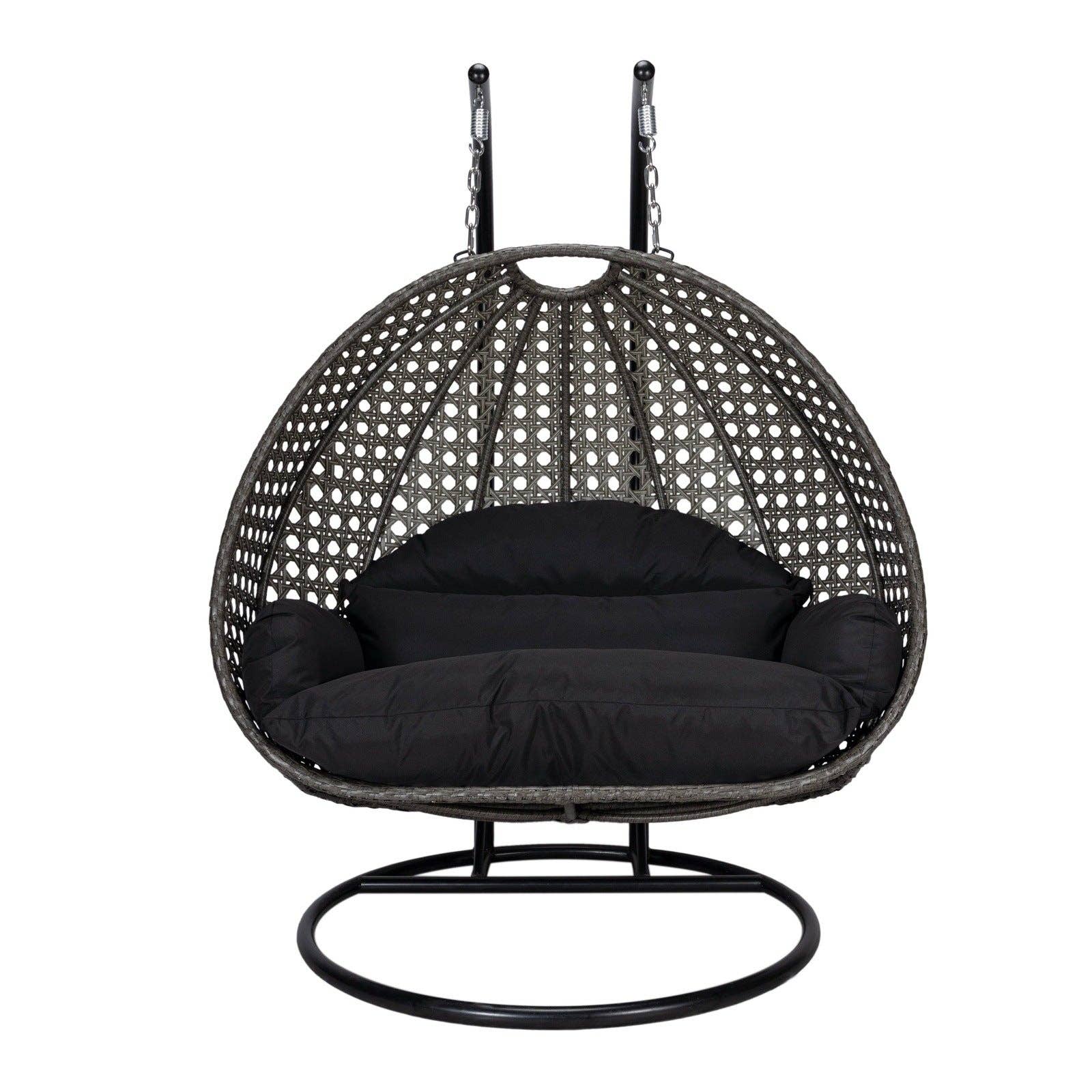 LeisureMod - Wholesale Egg Chair - Modern Charcoal Wicker Hanging Double Seater Egg Swing Chair23