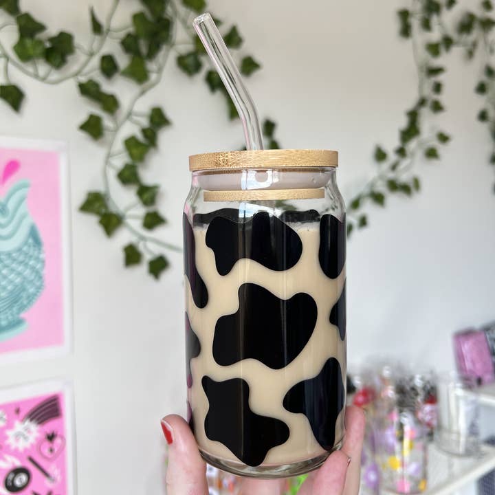 Cow Print Glass Can | Cowboy Cowgirl Yeehaw Country Cute Y2k and other Purchase Wholesale cowboy boot glasses. Free Returns & Net 60 Terms on Faire trending on Faire.