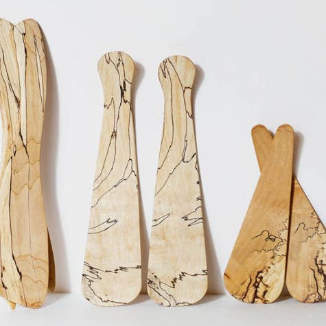 Petermans Boards and Bowls Inc. - Wholesale Serving Utensil - LARGE SPALTED MAPLE SALAD TOSSERS (11.5" PAIR)