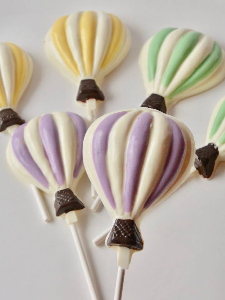 Chocolate Balloon Lollipops for wholesale by Chocolates Unlimited by Denise