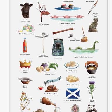 Torchon "L'Alphabet Très Écossais" pour la vente par Simple Fine Food