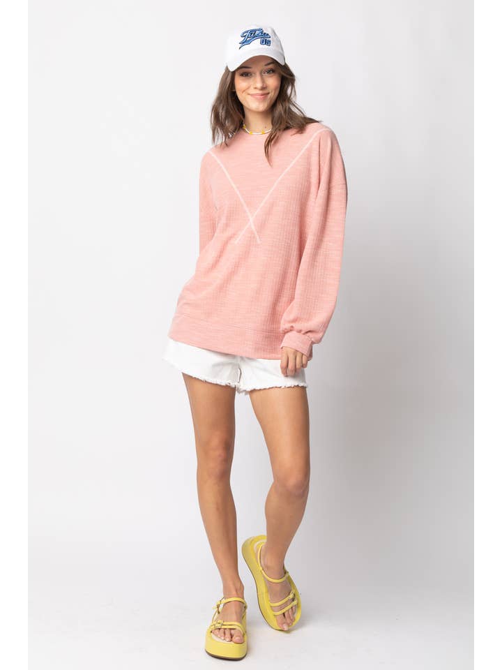 VERY J - Vente Haut en maille – femme - NT10897 Top en tricot côtelé au point en V6