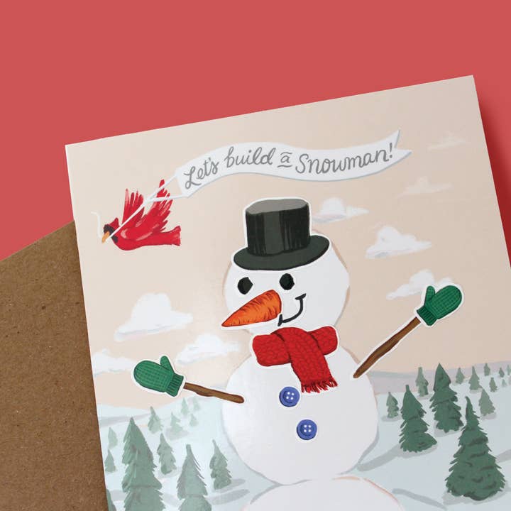 Inklings Paperie - Wholesale Season's Greetings Card - Sticker Scene Card - Build a Snowman8