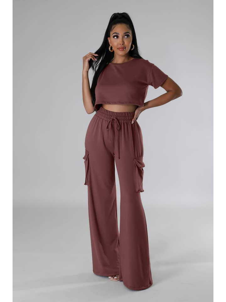 5besties inc - Wholesale Lounge Set - Women's - ROUND NECK CROP TOP & PANTS SET7