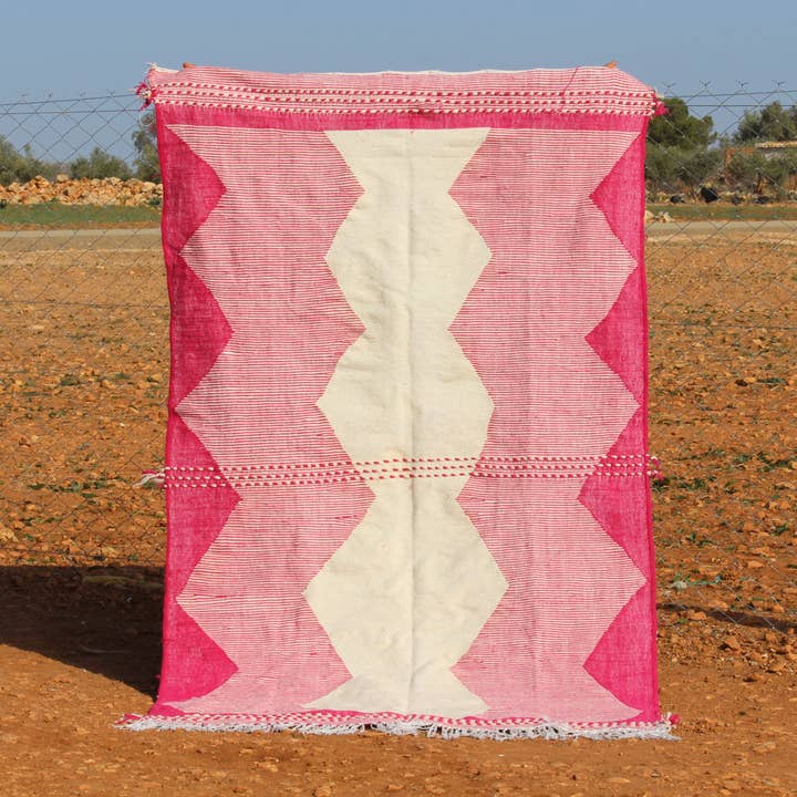 Rosa färgkelim marockansk matta, platt matta för wholesale av MUSMUSRUGS