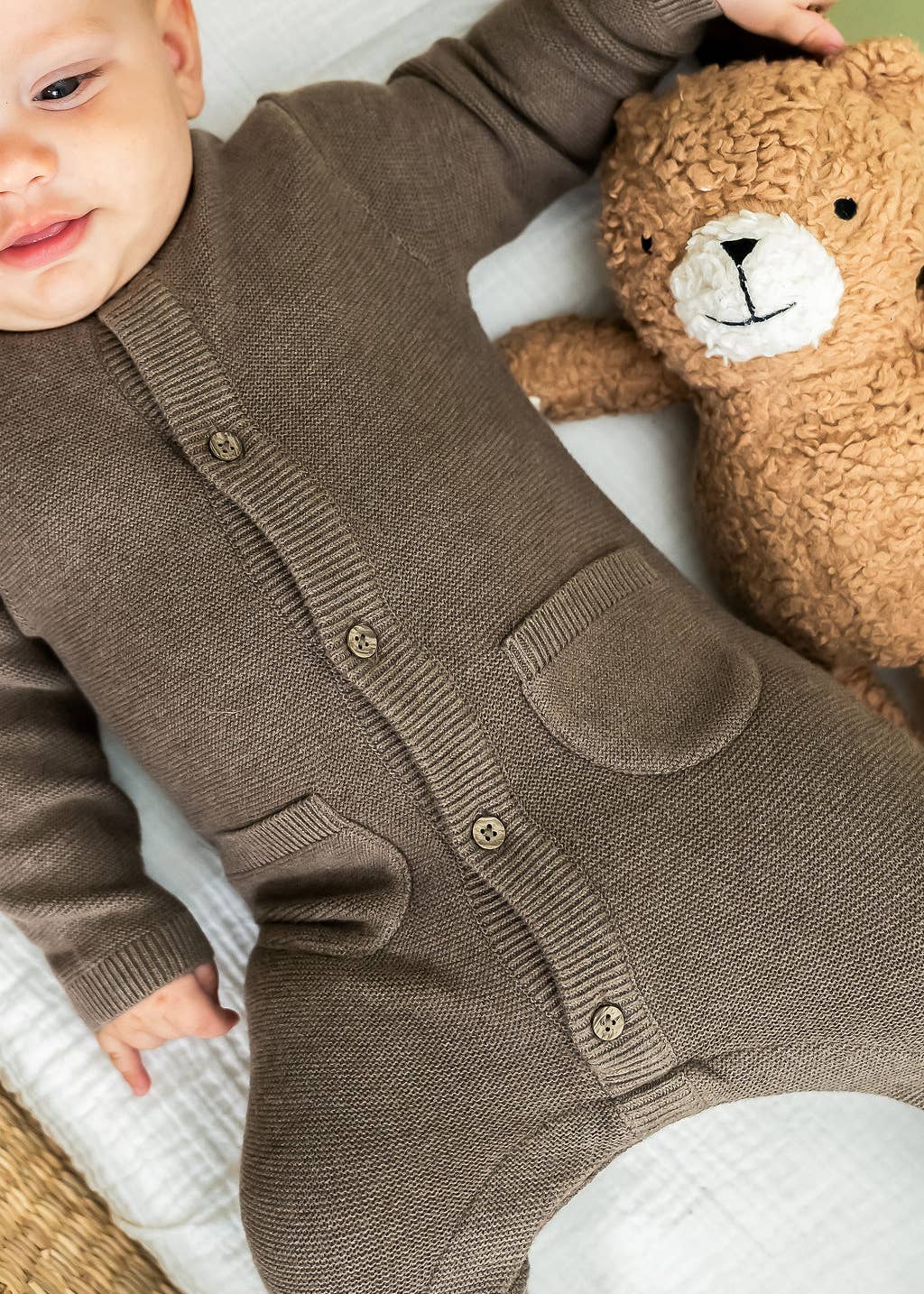Viverano Organics - Wholesale Jumpsuit - Baby - Classic Pocket & Button Chunky Knit Baby Jumpsuit Organic14