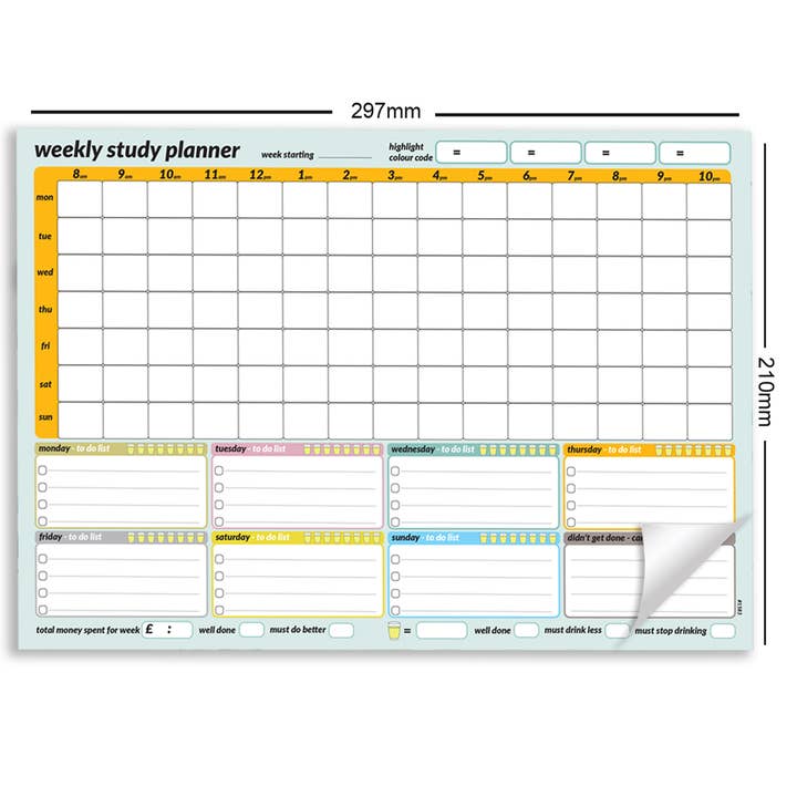 #1583 A4 Planejador de Estudos Semanais/ Universidade, Faculdade, Escola por atacado de Close to the Bone Greeting Cards and Gifts