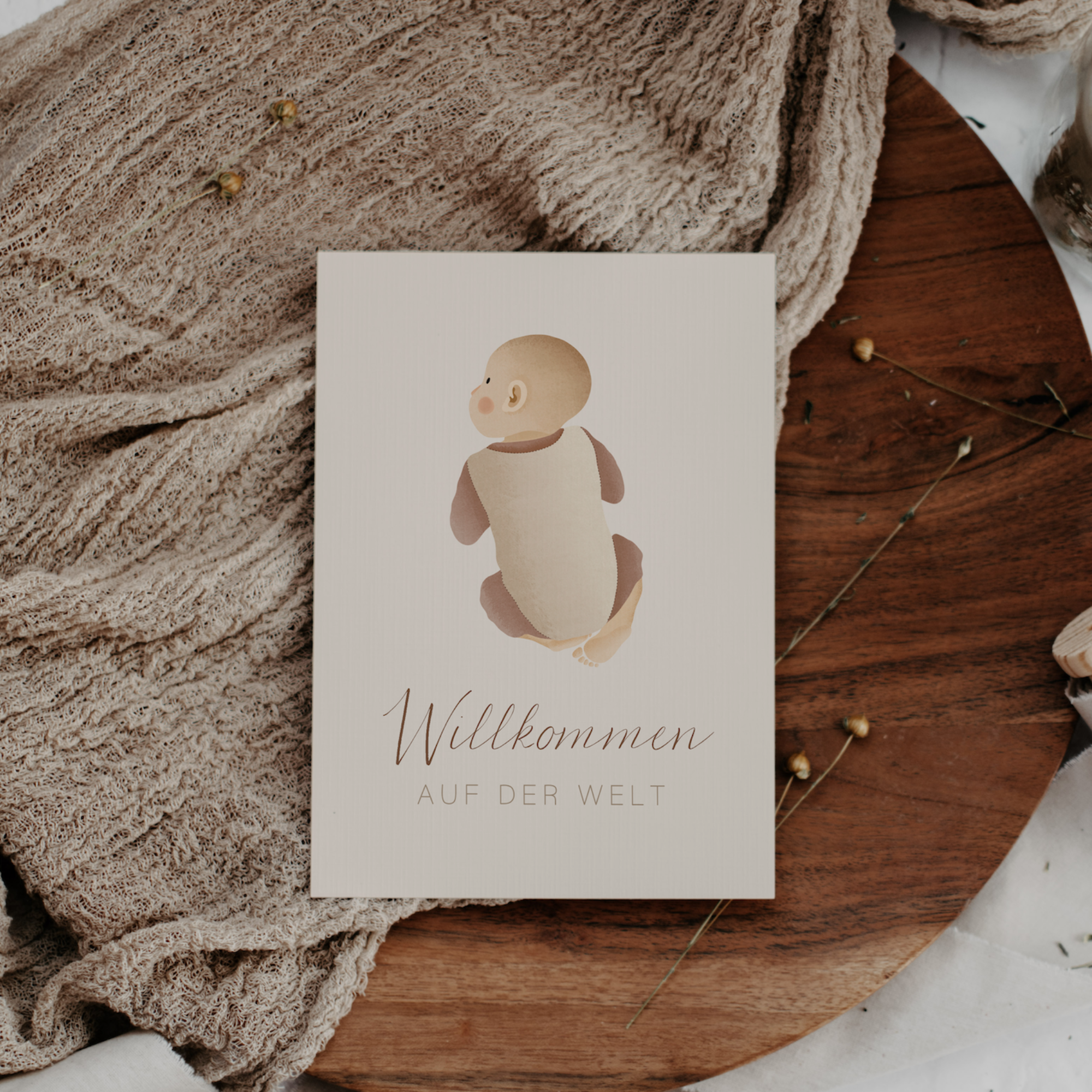 Tilda&Theo - Vente Cartes bébé - Carte de naissance bébé - style bohème1