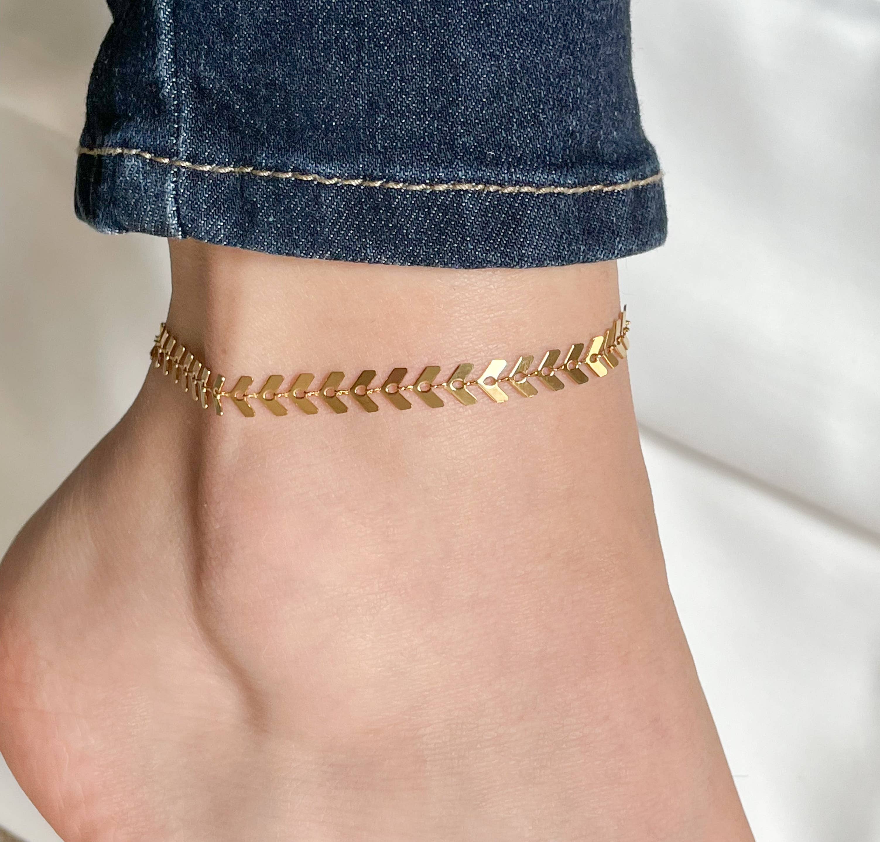 Wholesale Chevron Chain Anklet Gold Chevron Ankle Bracelet for