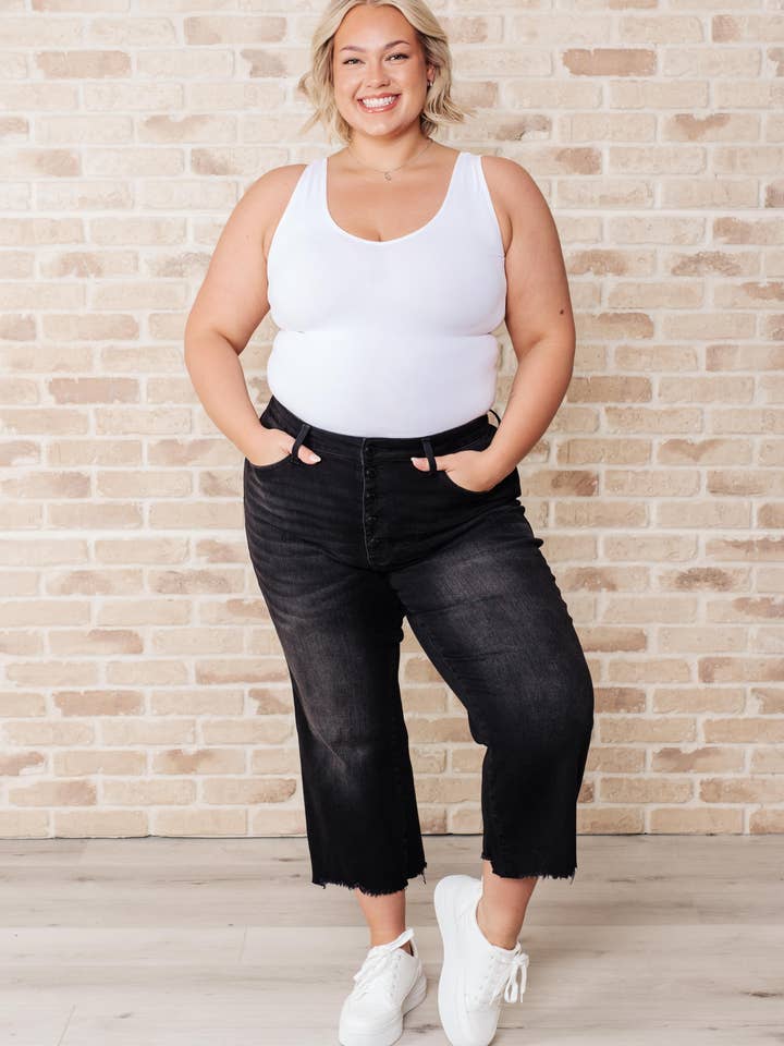 Avenue Wholesale - Wholesale Jeans - Women's - Judy Blue High Rise Button Fly Wide Leg Crop Jeans3