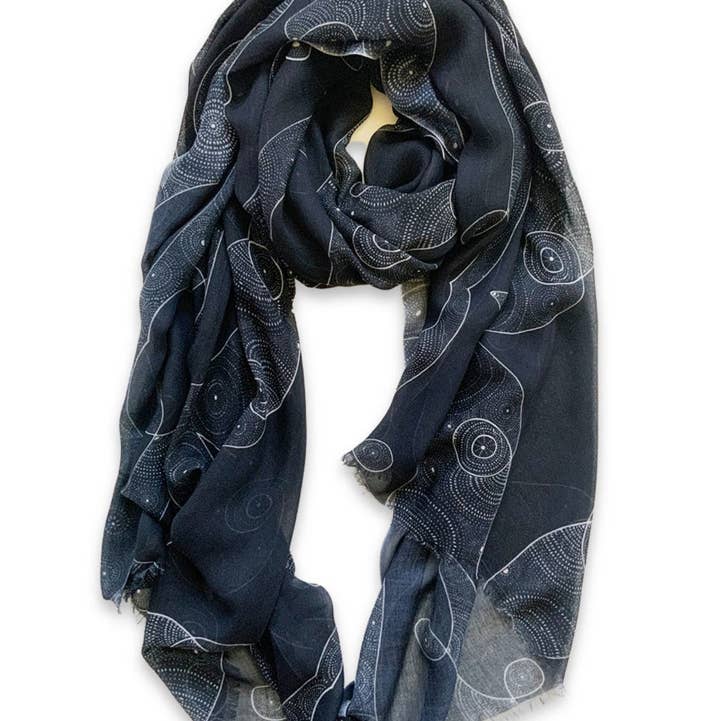 LOVELEEN®️ - Wholesale Scarf - Women's - 'Shining star of the Infinite galaxy' scarf (starry night)0