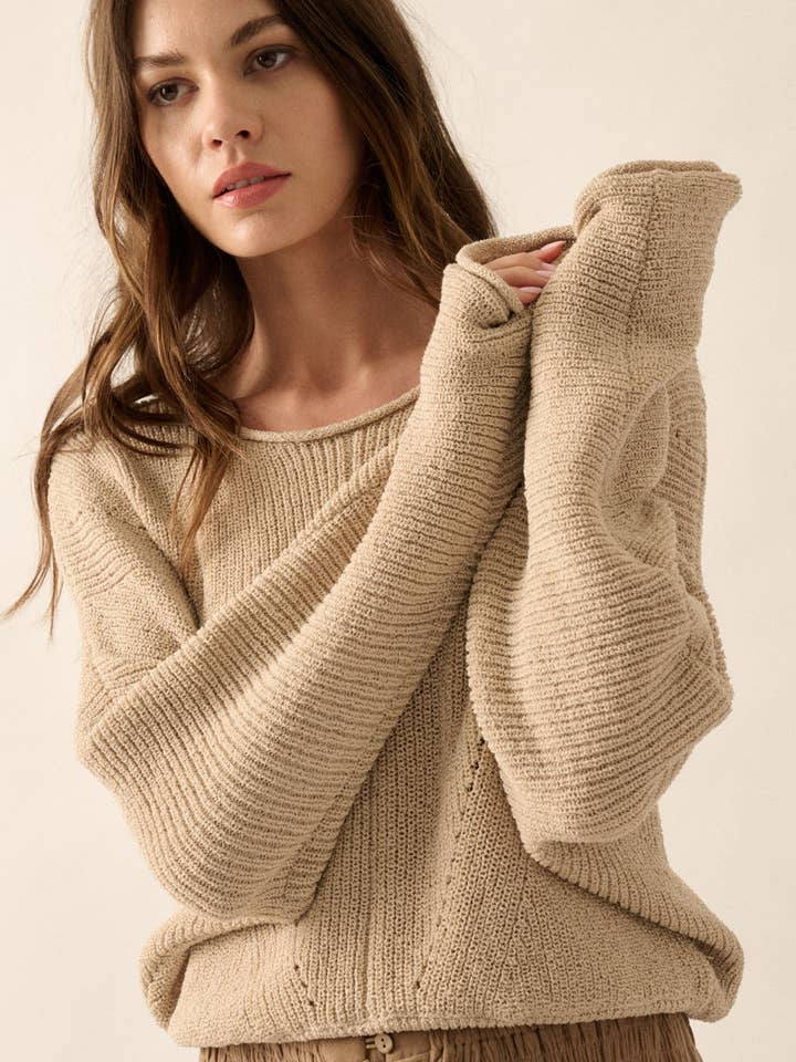 Promesa USA - Wholesale Knit Sweater - Women's - Solid Rib-Knit Dolman-Sleeve Sweater