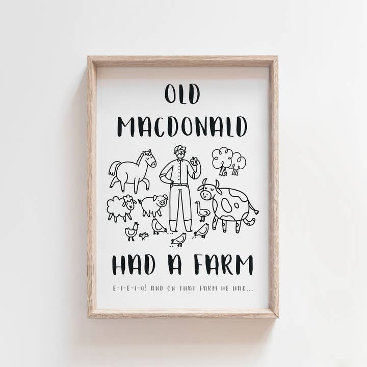 Pig and Bear - Wholesale Art Print - Kids & Baby - Old MacDonald Had a Farm