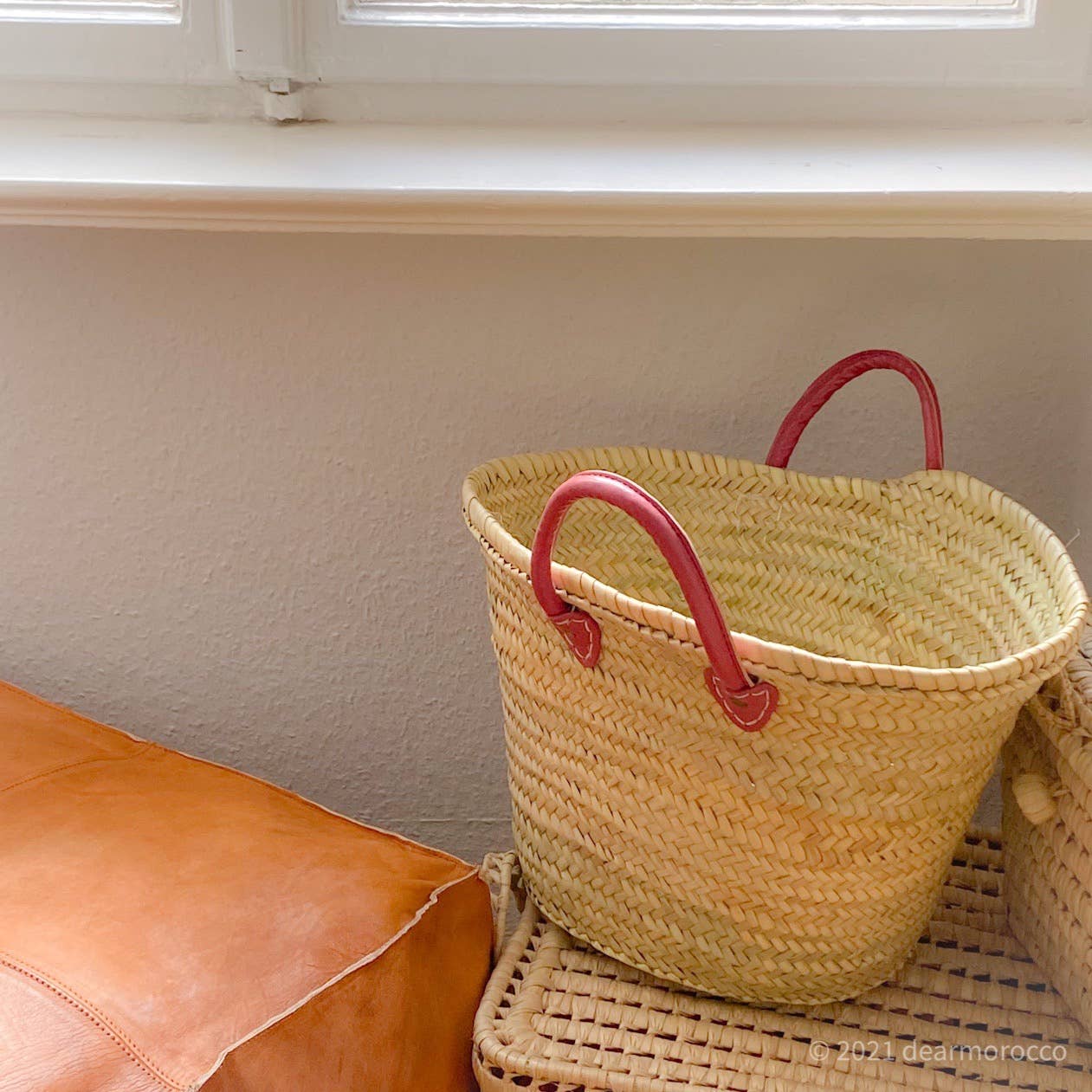 dear Morocco - Vente Paniers - Panier de marché français marocain avec petit poignée en cuir18