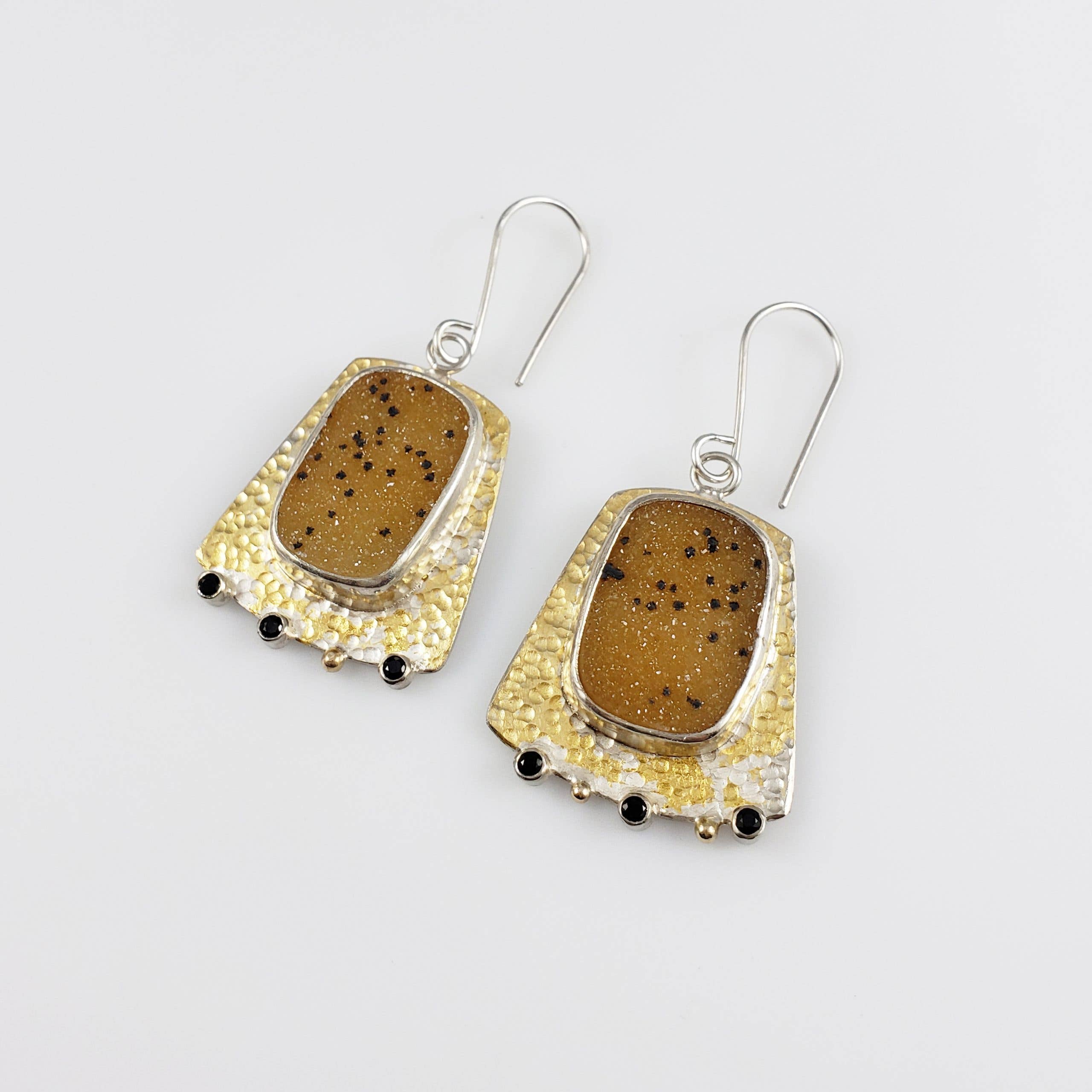 TALA Earrings in Dark Amethyst Handmade Polymer Clay Jewellery Gold Plated