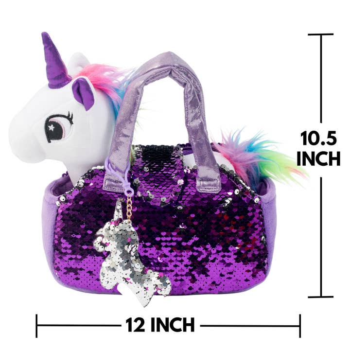 AYK Brand - Wholesale Stuffed/plush toy – Kids & baby - Little Jupiter Pet Plush Set with Bag - White/Purple Unicorn3
