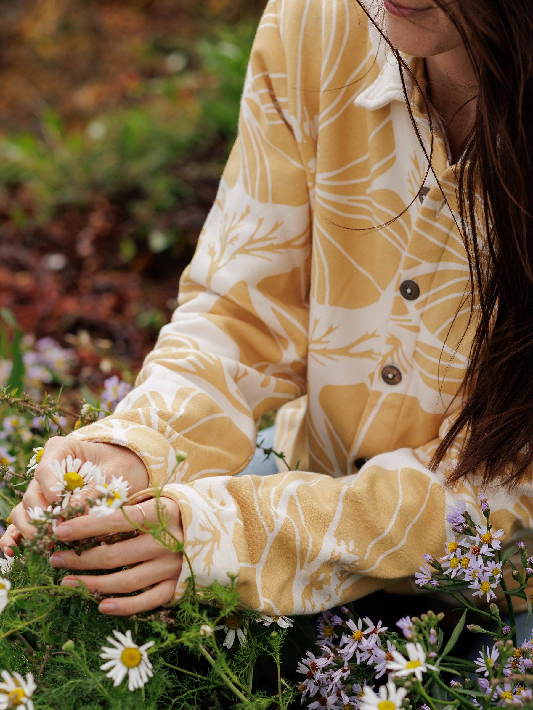 Happy Earth – wholesale Buttoned-down shirt – Unisex – Poppies Blanket Shirt4