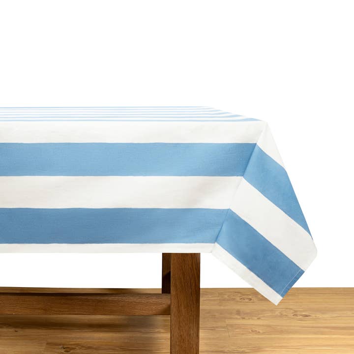 St. Tropez Blue Stripes | French Tablecloth for wholesale by Caravan Home