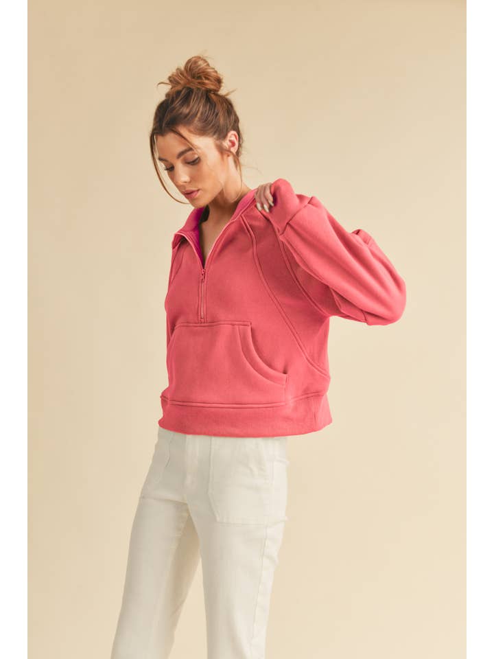 AEMI + CO - Wholesale Sweatshirt – Women's - 950CK Dove Funnel Neck Half Zip 64