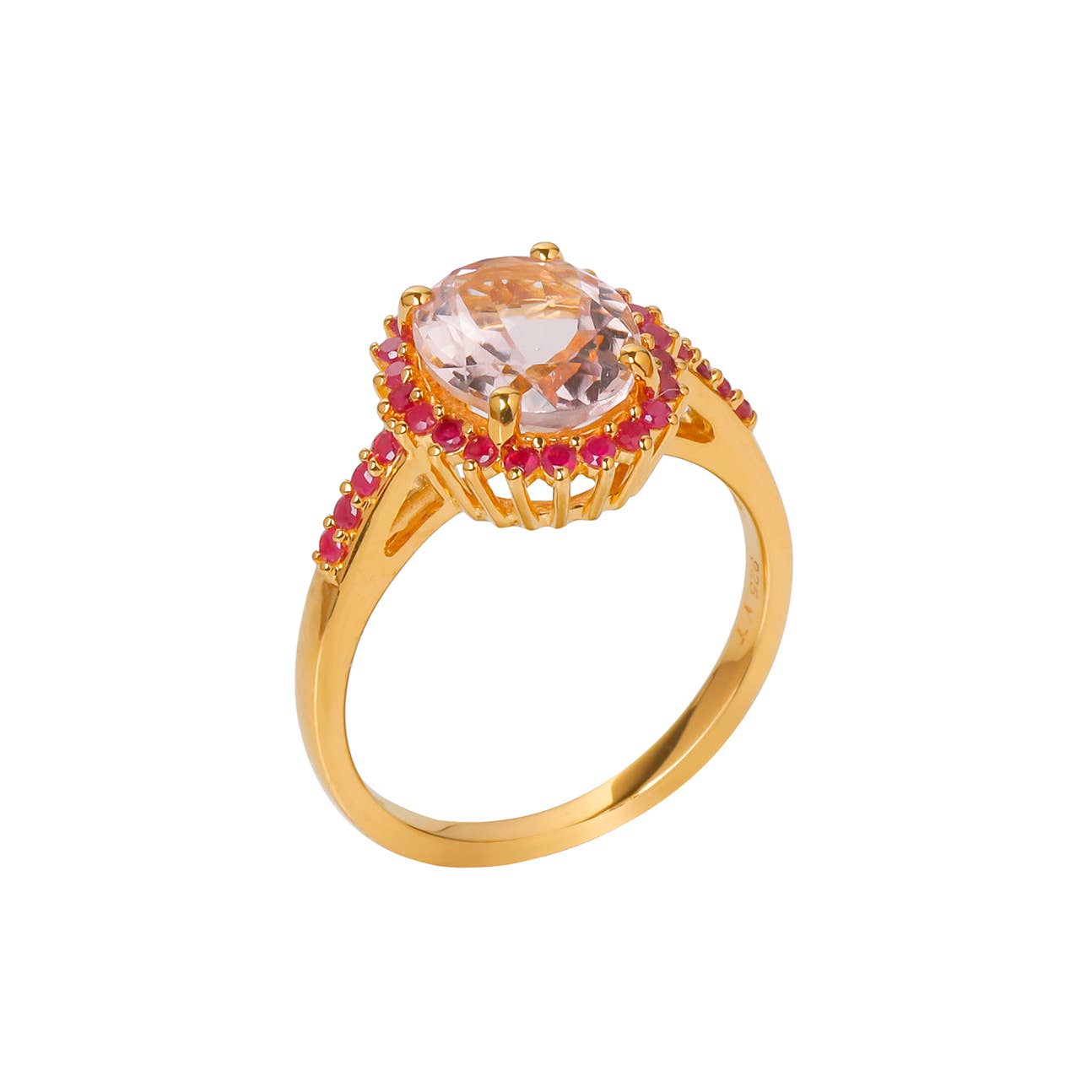 Tiramisu - Wholesale Single Stone/Solitaire Ring - 10K Yellow Gold Morganite Gemstone Rose Flame Ring2