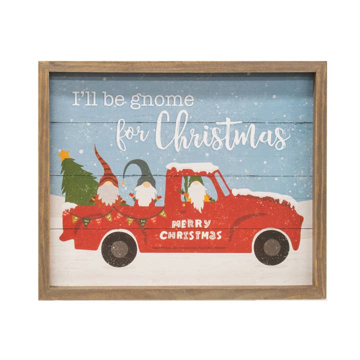 I'll Be Gnome For Christmas Slat Frame for wholesale by Col House Designs