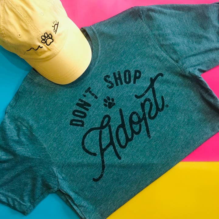 Don't Shop, Adopt Tee Top Shirt for wholesale by The Dapper Paw