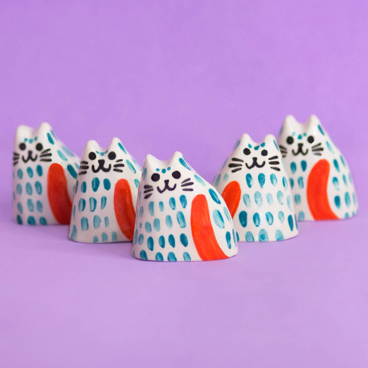 Ana Seixas - Vendita all'ingrosso Scultura - Piccolo Gatto Turchese / Pezzo in Ceramica3