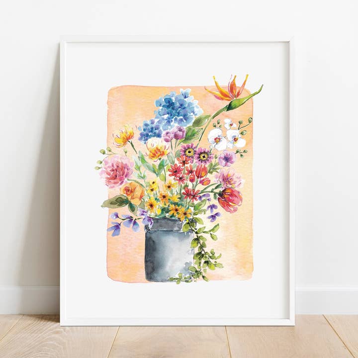 Stampa artistica Bucket of Flowers, stampa Gardener Lover, fiori per la vendita all'ingrosso da parte di Huntington Letters