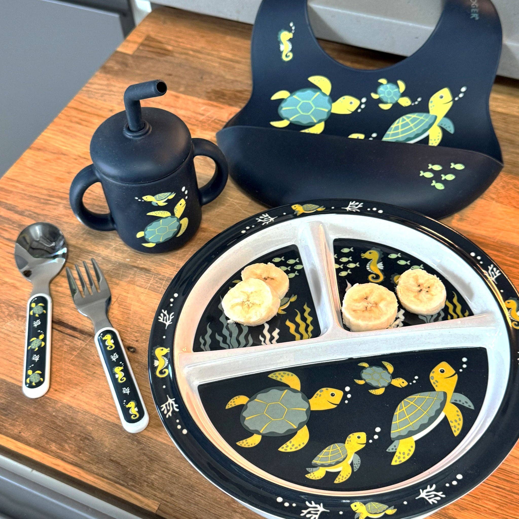 Sugarbooger by Ore’ Originals - Vente Assiette – enfant et bébé - Plaque d'aspiration divisée | Tortue de mer3