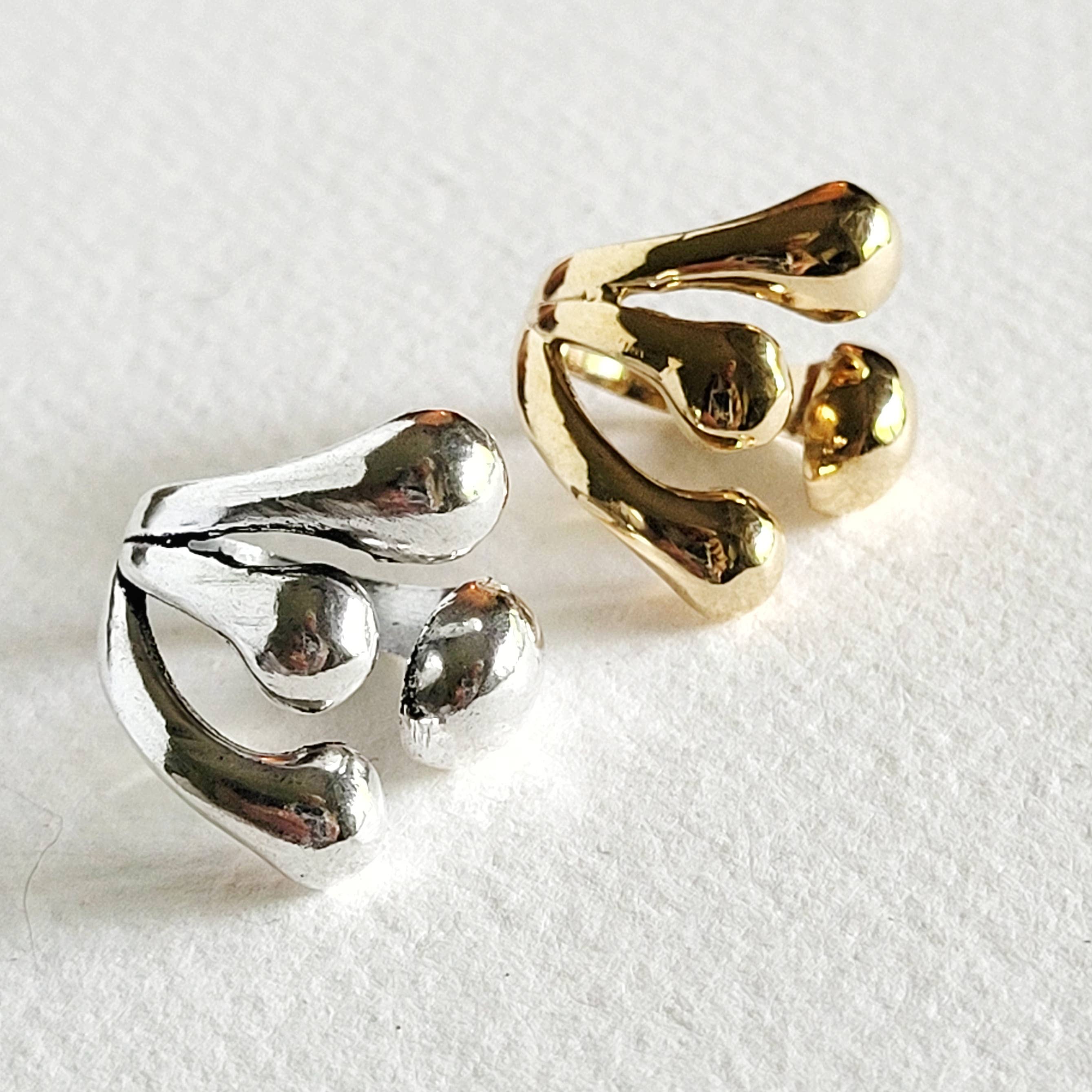 Bisjoux - Wholesale Cocktail/Statement Ring - Brass or silver ring molten cluster handmade9