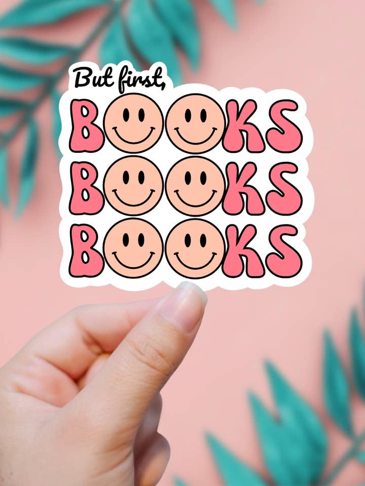 Autocollant « Mais d'abord » pour livres pour la vente par EnchantingSunshine