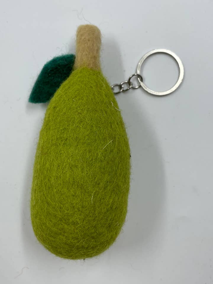 Handmade Felt Keyrings: Pear for wholesale by Funky Yak Ltd