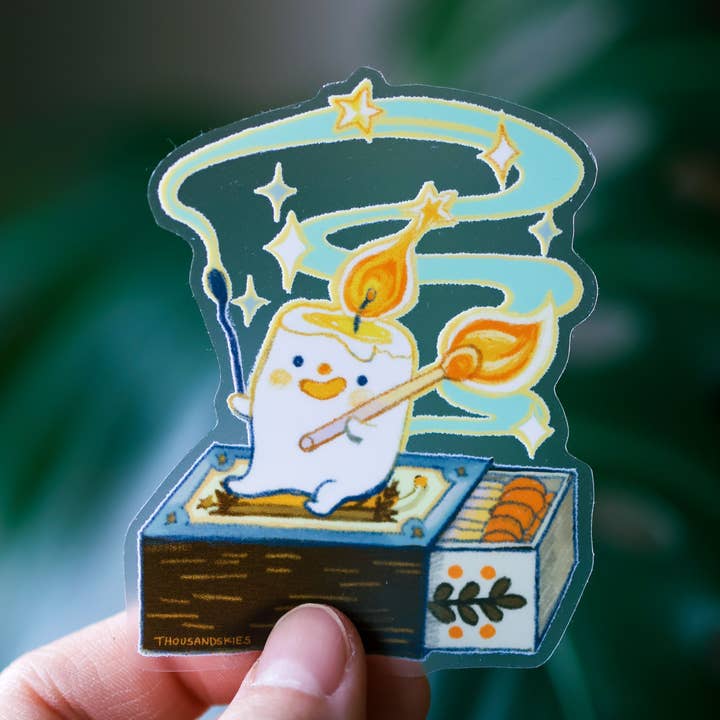 Vinyl-Aufkleber (transparent) Marshmallow-Kerze für den Großhandel von Thousand Skies