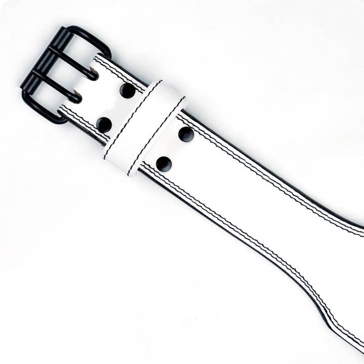 White Performance Weightlifting Leather Belt for wholesale on Faire2