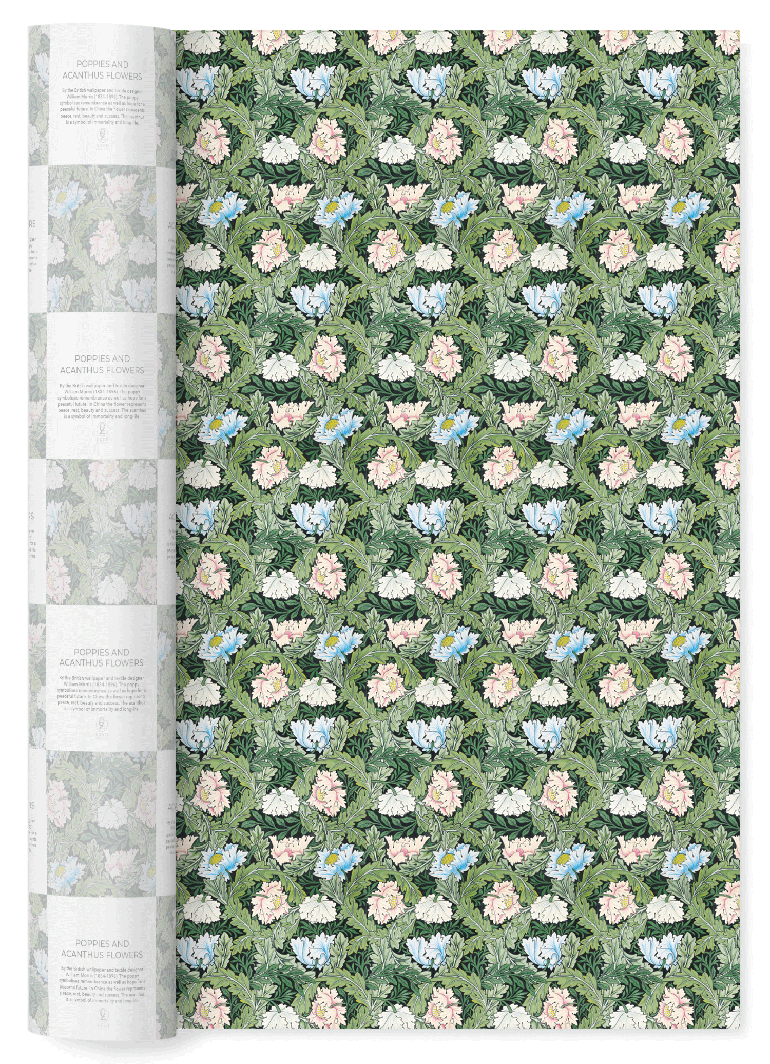 Ezen Trade - Wholesale Flat wrap - POPPIES AND ACANTHUS FLOWERS: Wrapping Paper0