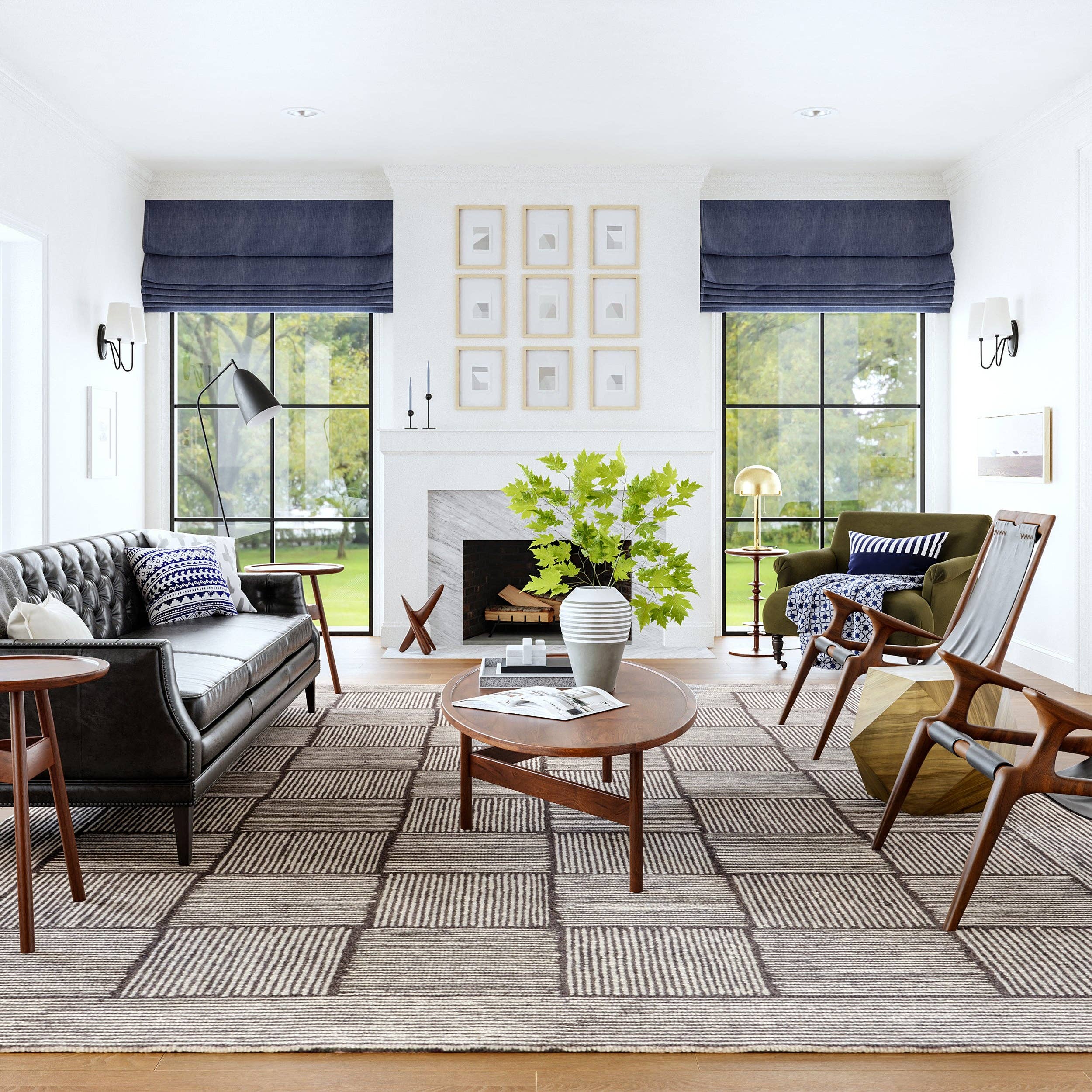 Dark Brown Milo Tiled Wool Area Rug for wholesale on Faire1