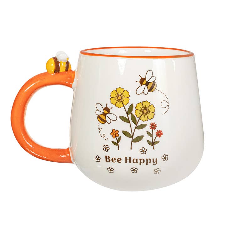 Retro "Bee Happy" Mug for wholesale by Sass and Belle