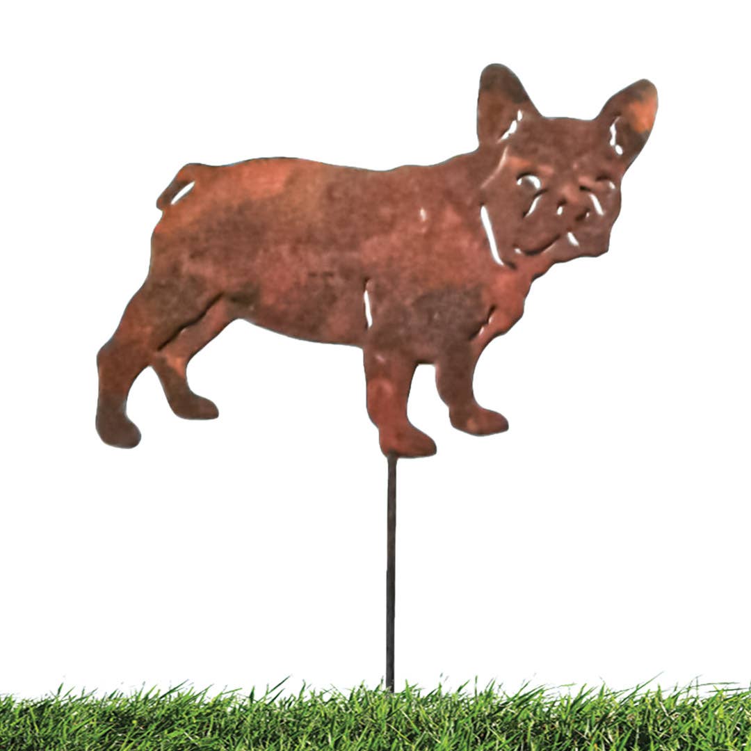California Home & Garden - Wholesale Garden/Lawn Stake - Rust Frenchy DOG Pic Garden Art0