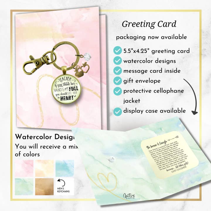 Gutsy Goodness - Vente Porte-clés – femme - Porte-clés pour professeur, cadeau « Si vous pensez que ses mains sont pleines de cœur »4