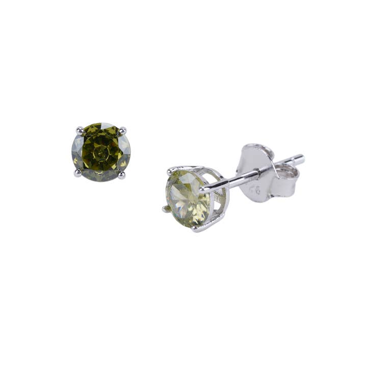 Birthstone Earrings - August (Peridot) 4mm for wholesale by 925 STERLING