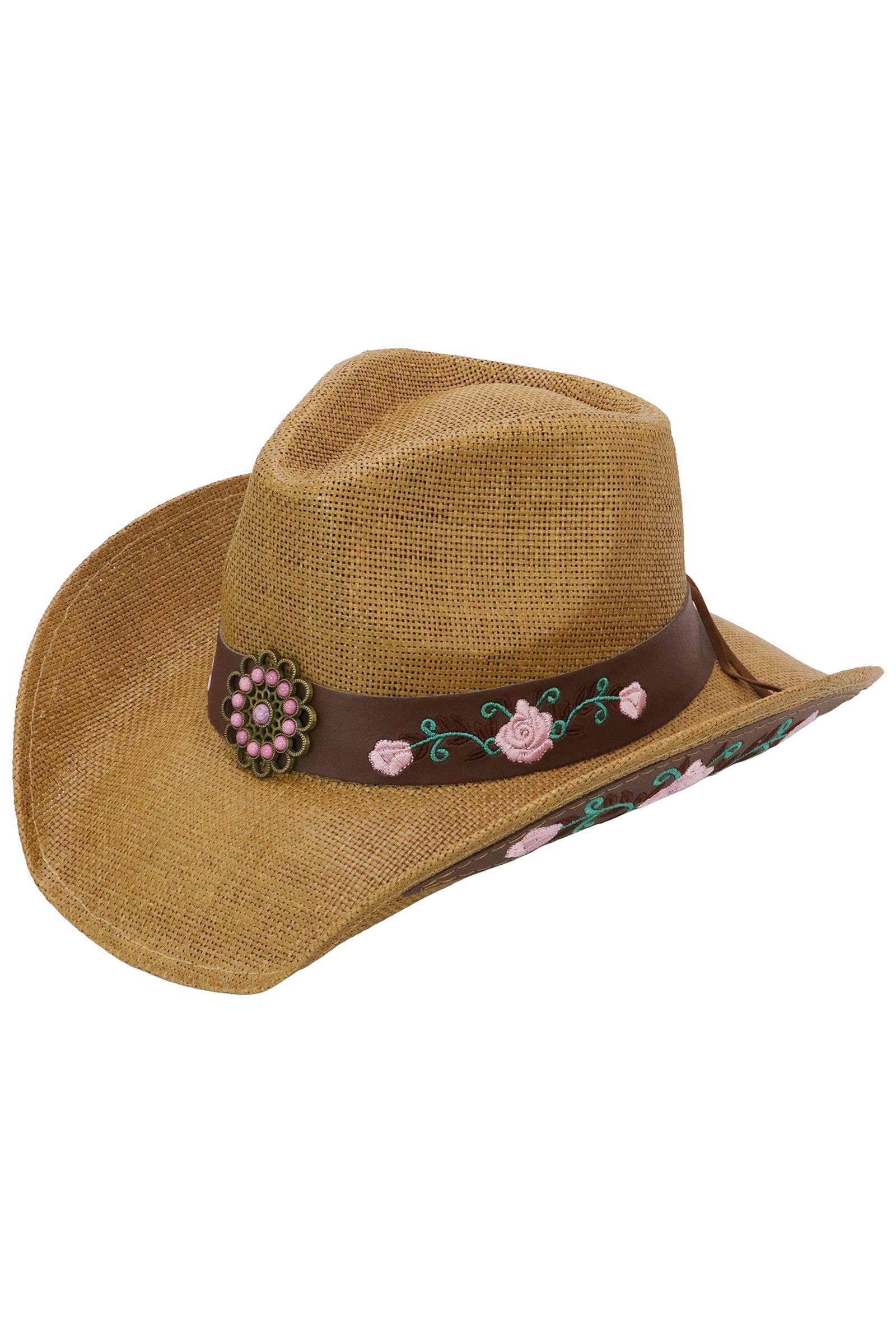 Cap Zone - Wholesale Cowboy Hat - Women's - Pink Rose Concho Belt Embroidered Cowgirl Hat7