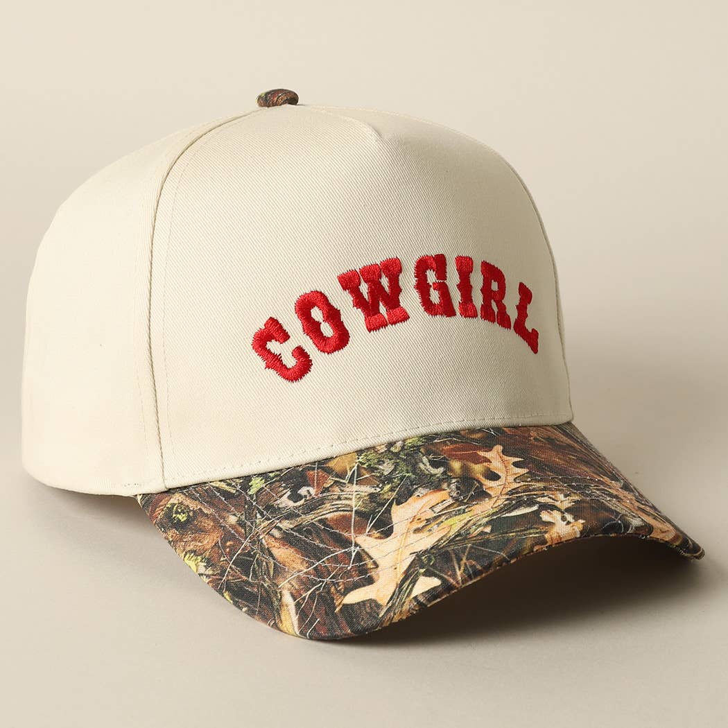 Fashion City - Wholesale Trucker Hat - Unisex - COWGIRL Lettering Embroidery Camo Two-Tone Cap11