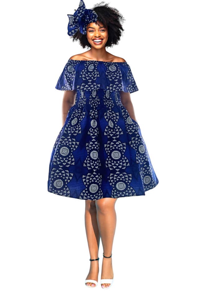 3014M - Vestito Middi - Blu per la vendita all'ingrosso da parte di India Batik