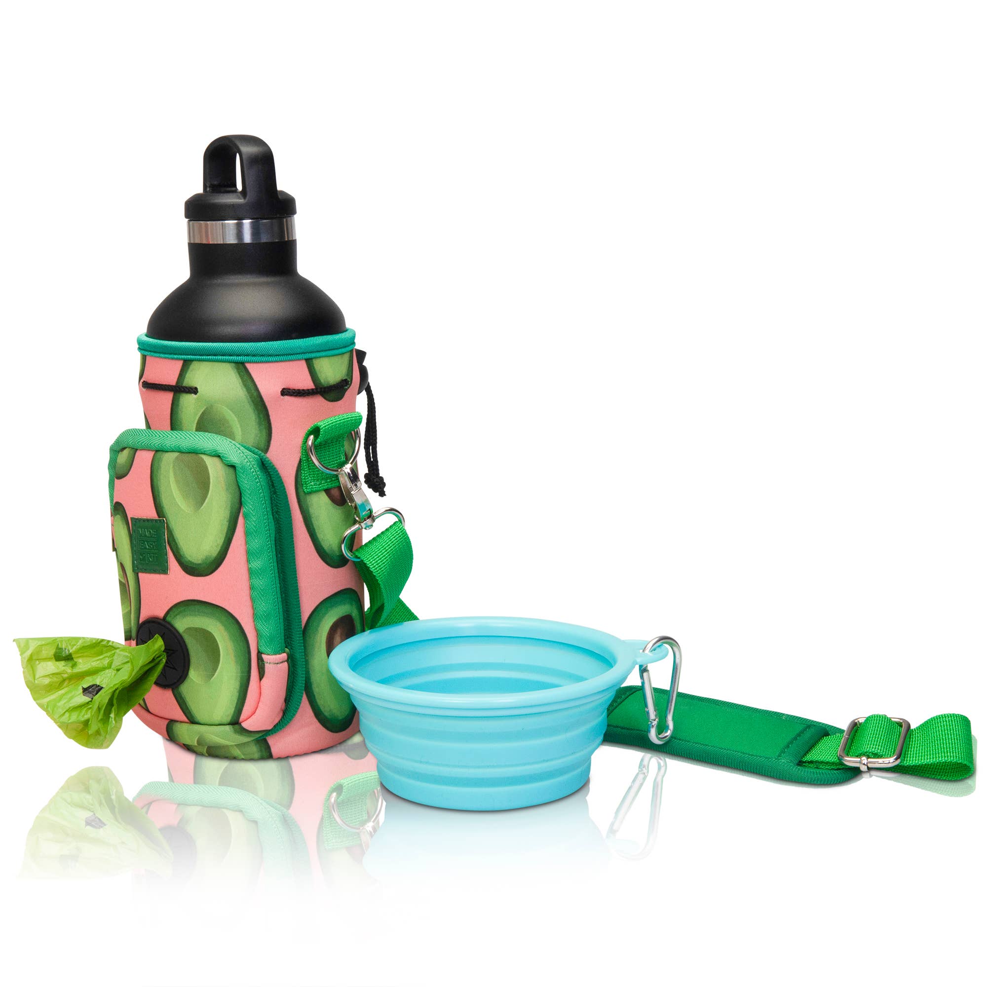 MADE EASY KIT – Suporte para garrafas/garrafeira por atacado – Kit fácil de transportar garrafa de água com bolso para saco de cocô de cachorro49