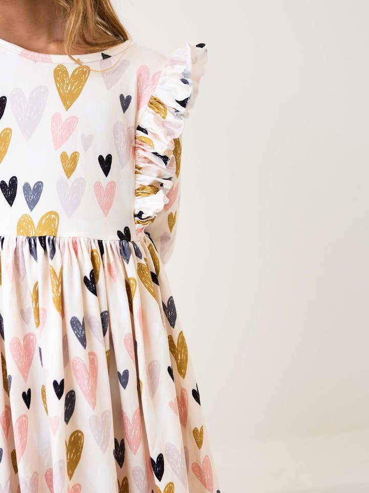 I Heart You Ruffle Twirl Dress for wholesale by Mila & Rose