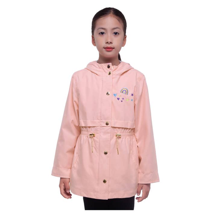 Rokka & Rolla - Wholesale Windbreaker - Kids - Girls' Light Rain Jacket Hooded Trench Coat16