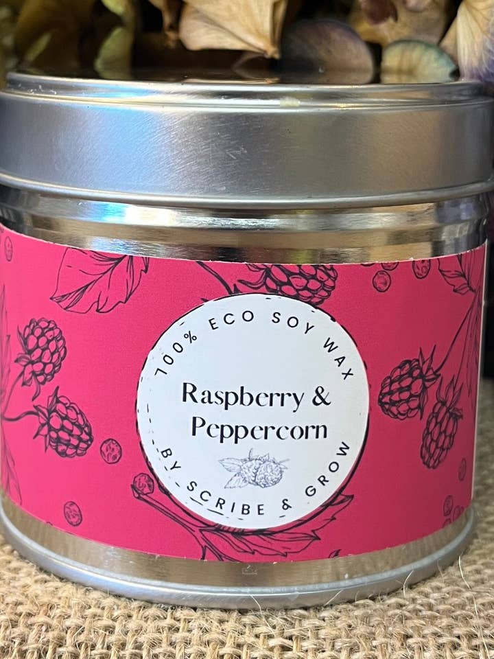 Grow Candle - Himbeere und Pfefferkorn für den Großhandel von Scribe & Grow