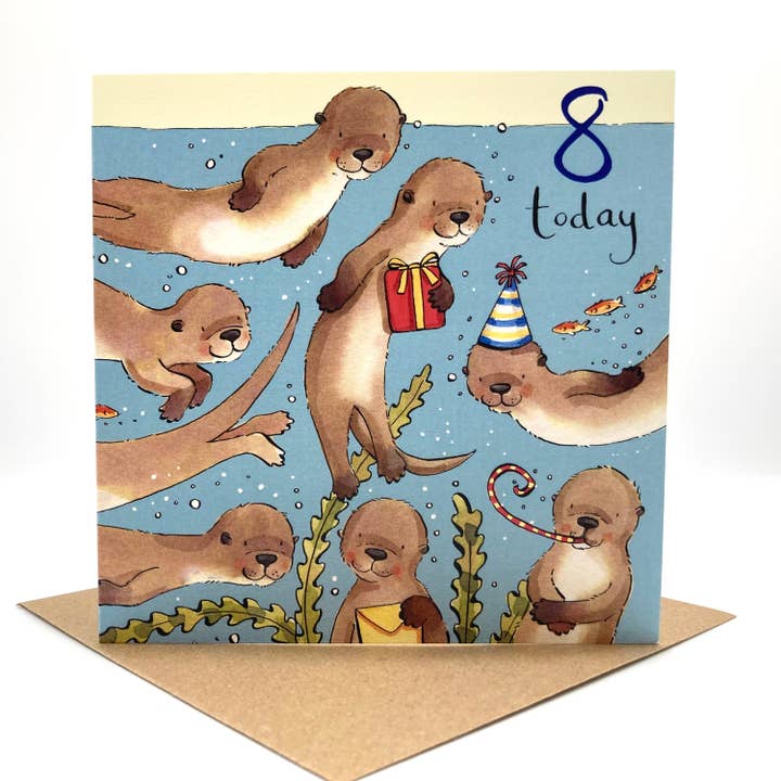Carte de 8e anniversaire - Otter pour la vente par Ink and Snail Limited