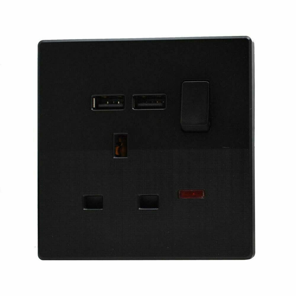 Ledsone – wholesale Light switch cover/plate – Single Double Screwless Black Light Switches & Socket Flat3